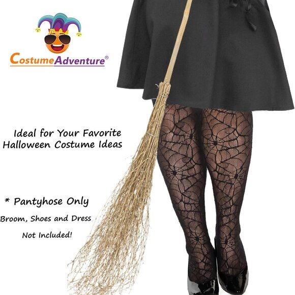 Spiderweb Plus Size Witch Tights Gothic Witch Pantyhose Goth Halloween Tights Fo - Picture 4 of 4